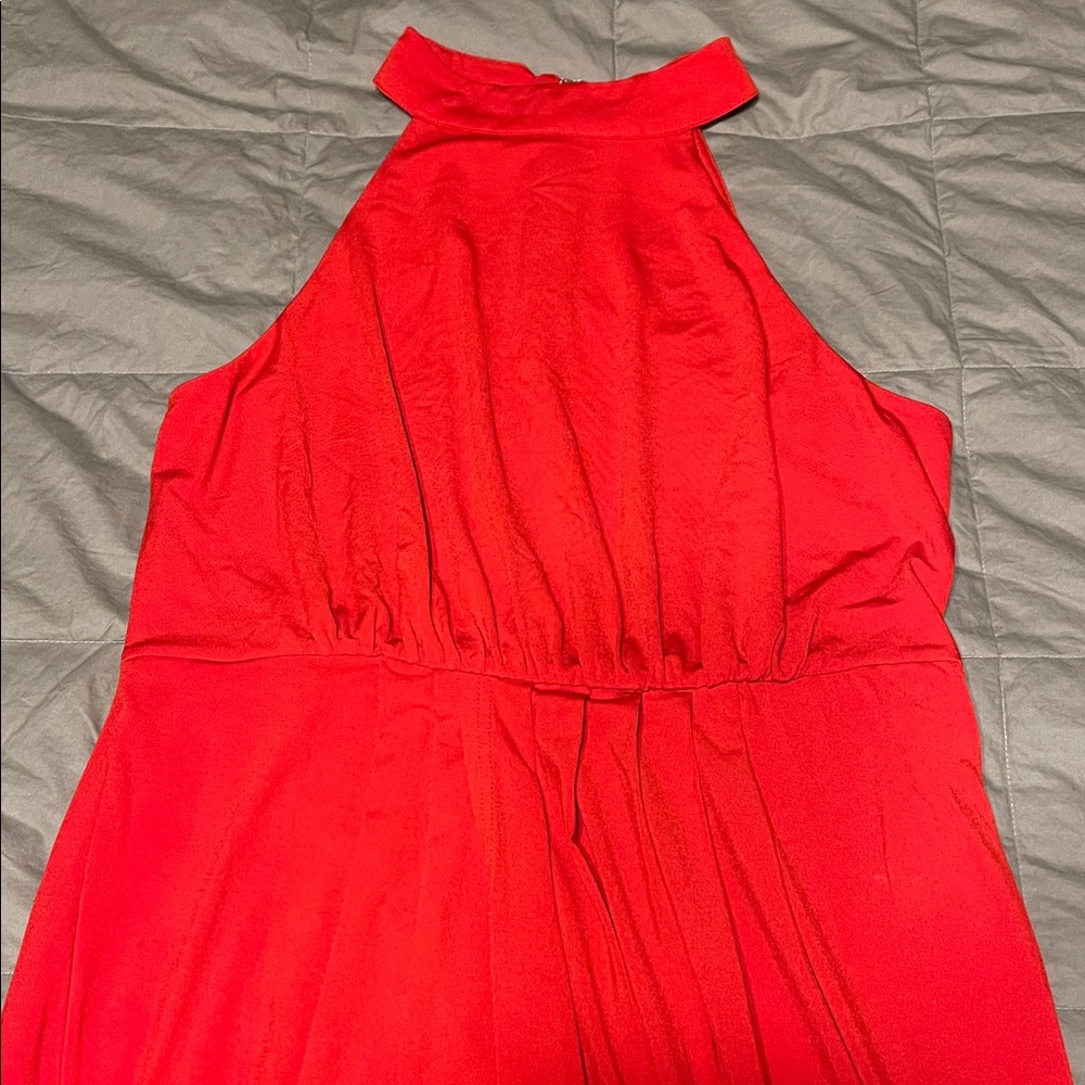 Elegant Red High Neck Floor Length Dress